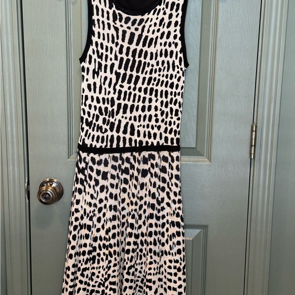 Trina Turk cream black sweater dress